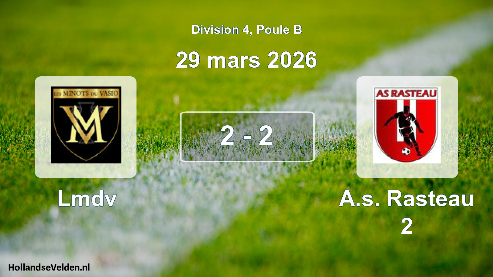 Match joué: Lmdv - A.s. Rasteau 2 2 - 2 (29 mars 2026)