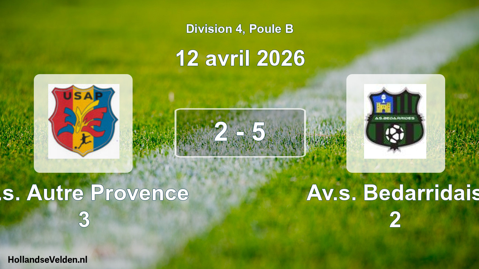 Match joué: U.s. Autre Provence 3 - Av.s. Bedarridais 2 2 - 5 (12 avril 2026)