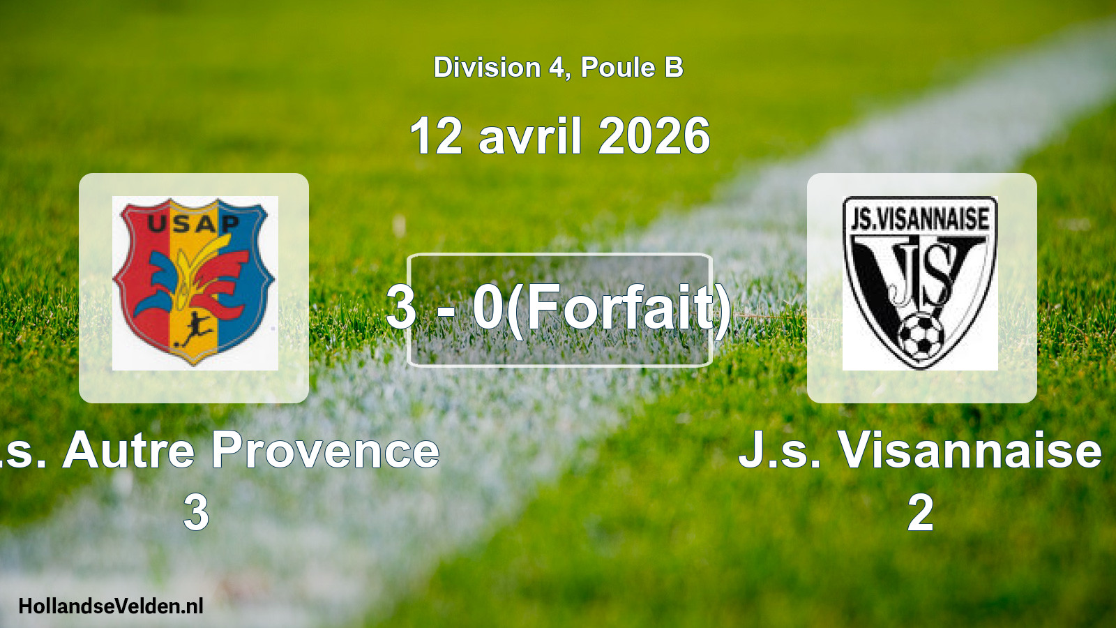 Match joué: U.s. Autre Provence 3 - J.s. Visannaise 2 3 - 0(Forfait) (12 avril 2026)