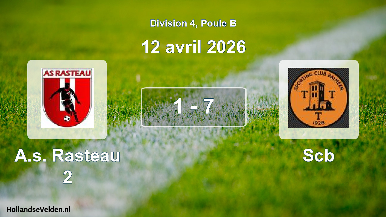 Match joué: A.s. Rasteau 2 - Scb 1 - 7 (12 avril 2026)