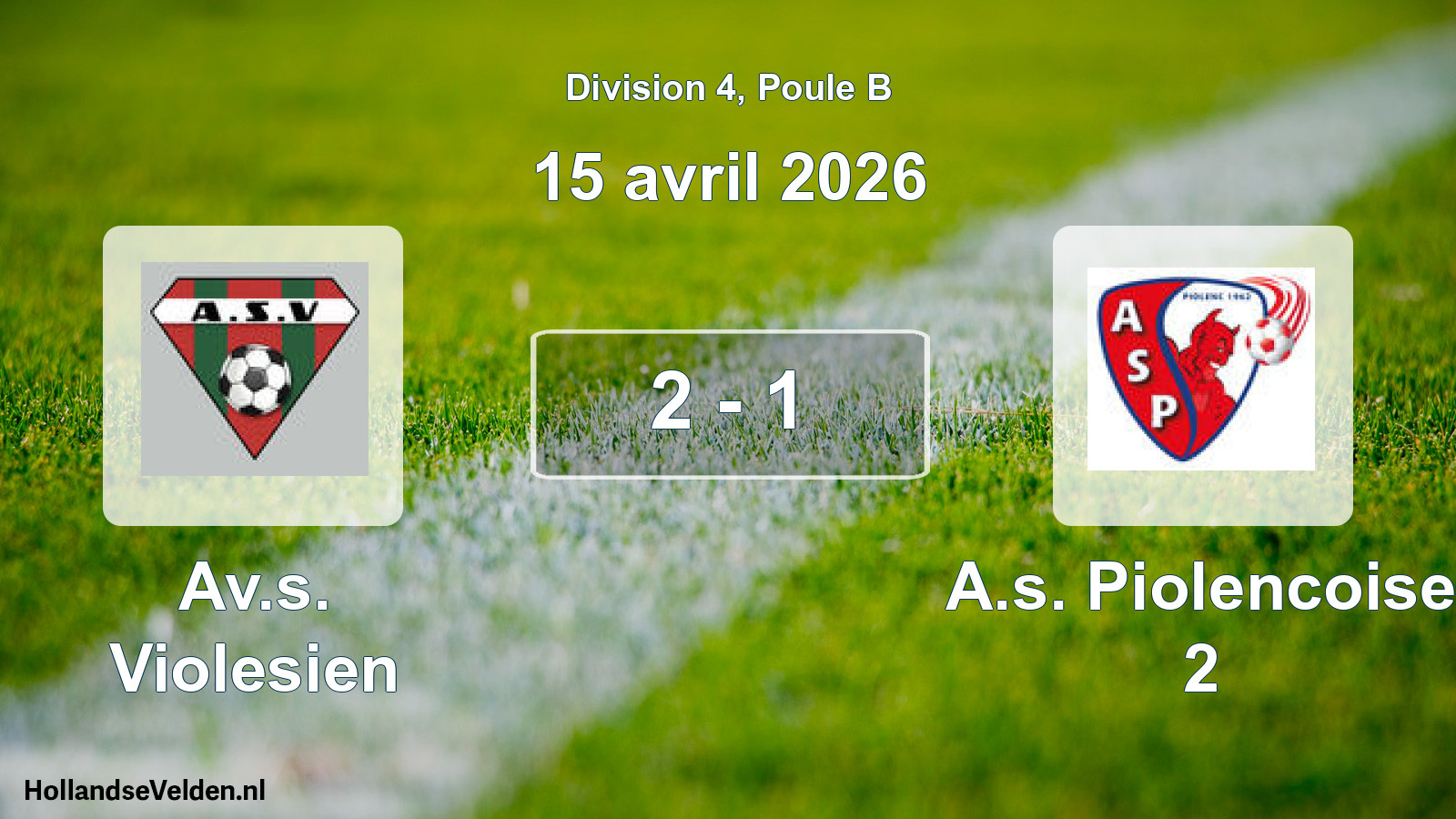 Match joué: Av.s. Violesien - A.s. Piolencoise 2 2 - 1 (15 avril 2026)
