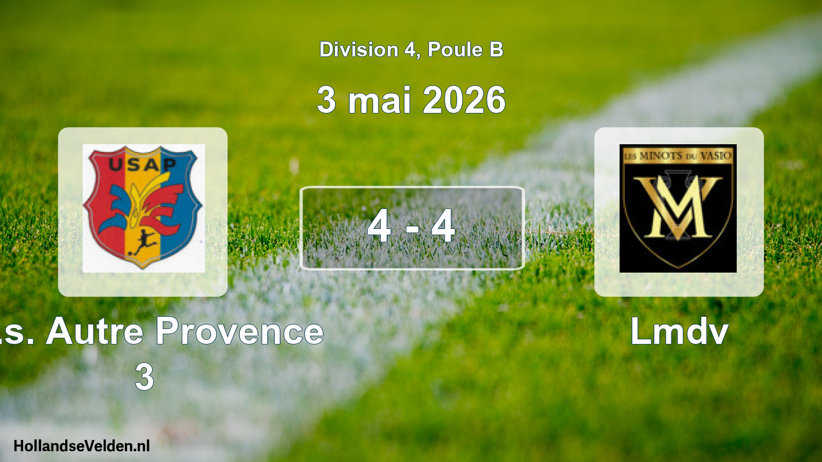 Match joué: U.s. Autre Provence 3 - Lmdv 4 - 4 (3 mai 2026)