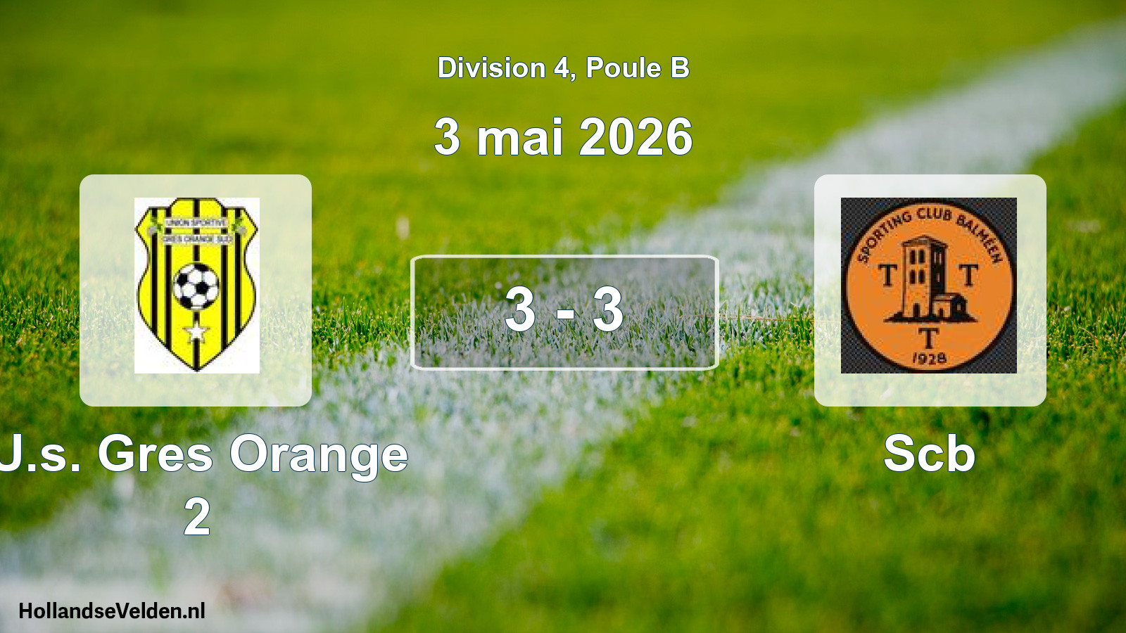 Total number of matches played: U.s. Gres Orange 2 - Scb 3 - 3 (3 May 2026)