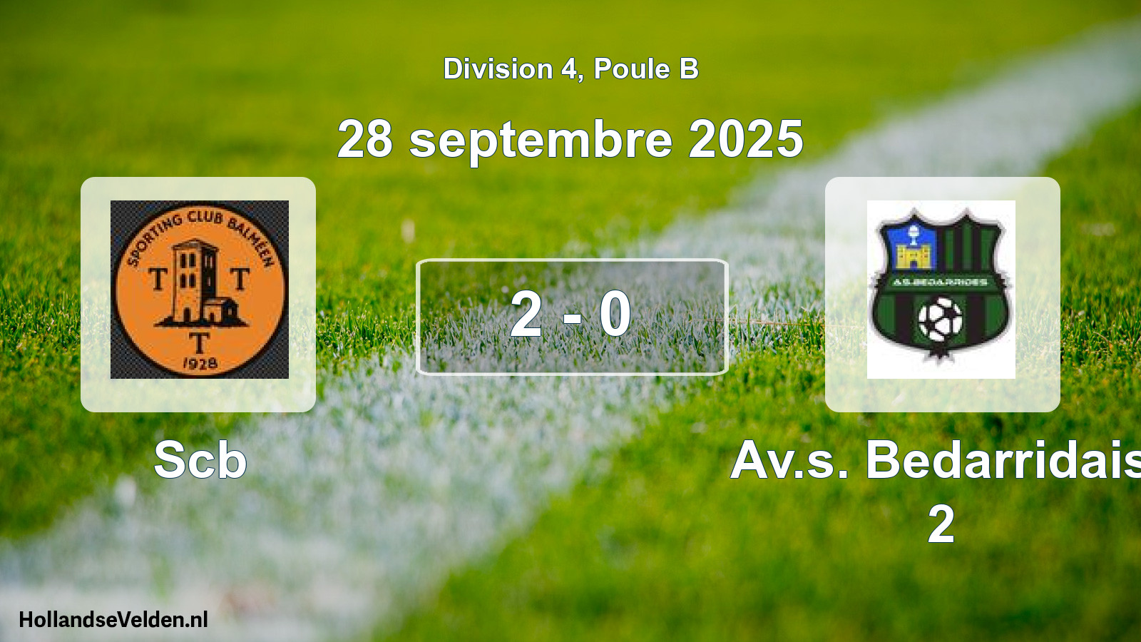 Match joué: Scb - Av.s. Bedarridais 2 2 - 0 (28 septembre 2025)