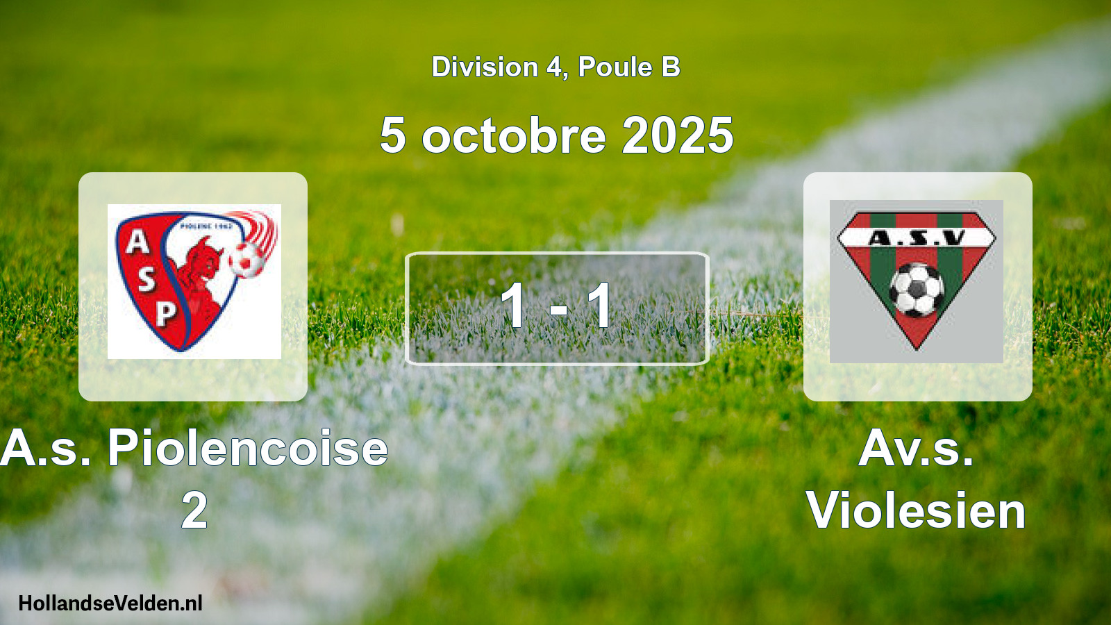 Match joué: A.s. Piolencoise 2 - Av.s. Violesien 1 - 1 (5 octobre 2025)