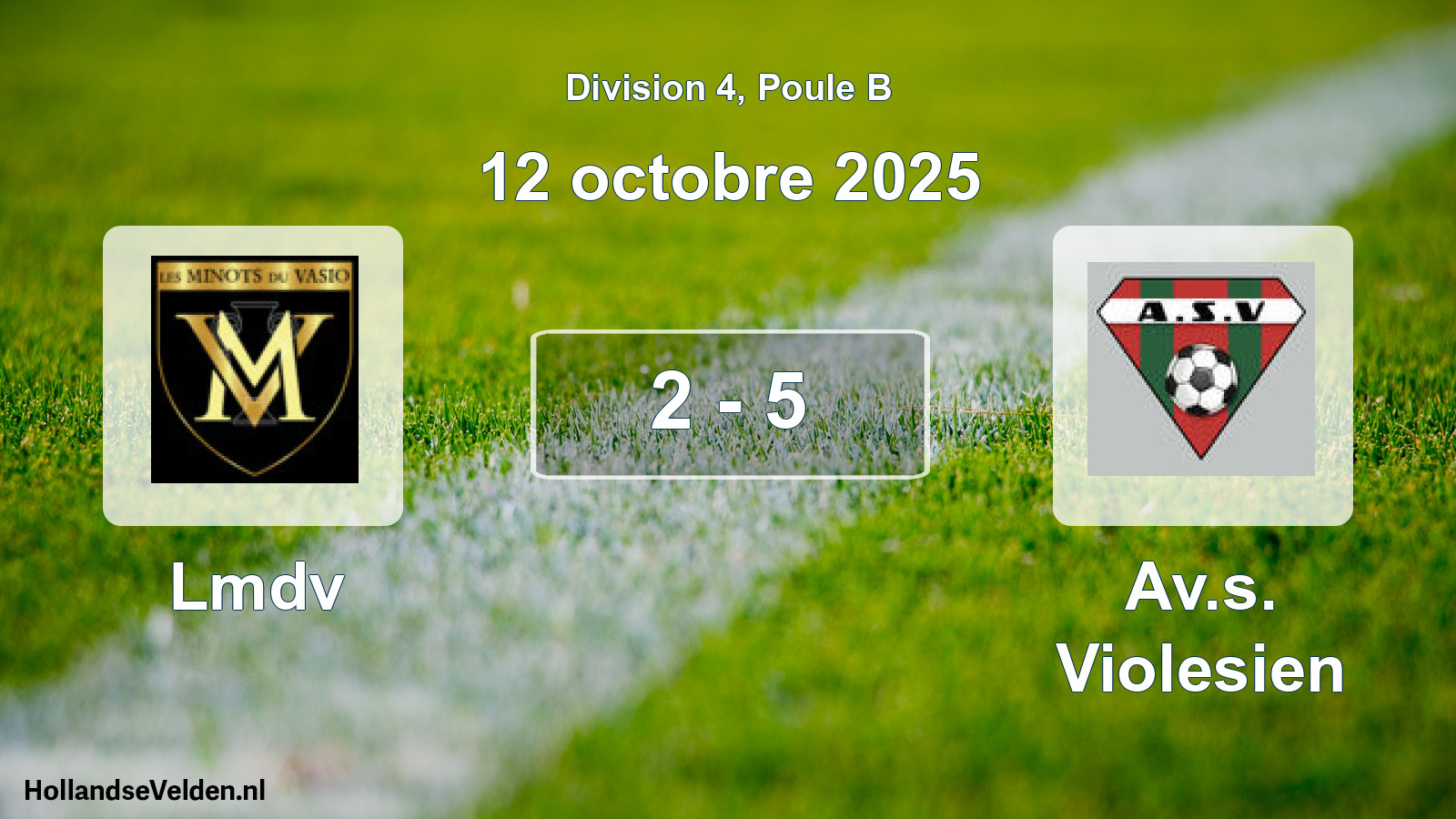 Match joué: Lmdv - Av.s. Violesien 2 - 5 (12 octobre 2025)