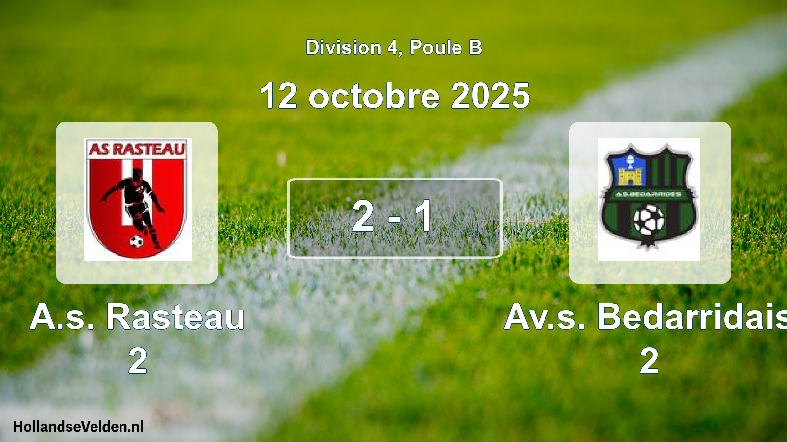 Total number of matches played: A.s. Rasteau 2 - Av.s. Bedarridais 2 2 - 1 (12 October 2025)