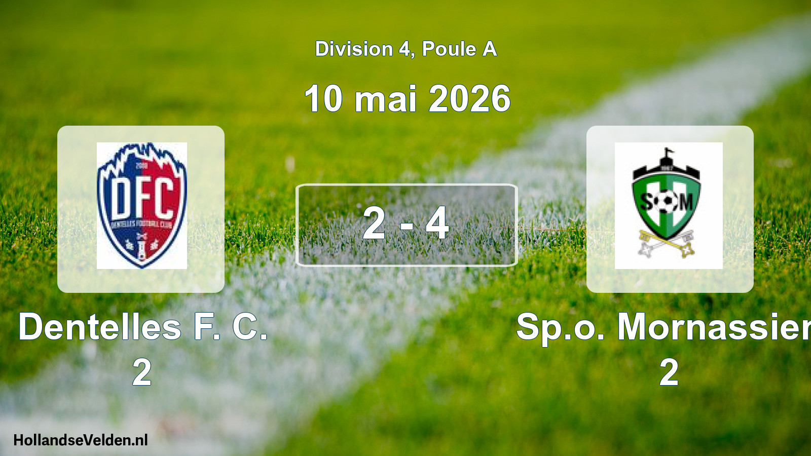 Total number of matches played: Dentelles F. C. 2 - Sp.o. Mornassien 2 2 - 4 (10 May 2026)