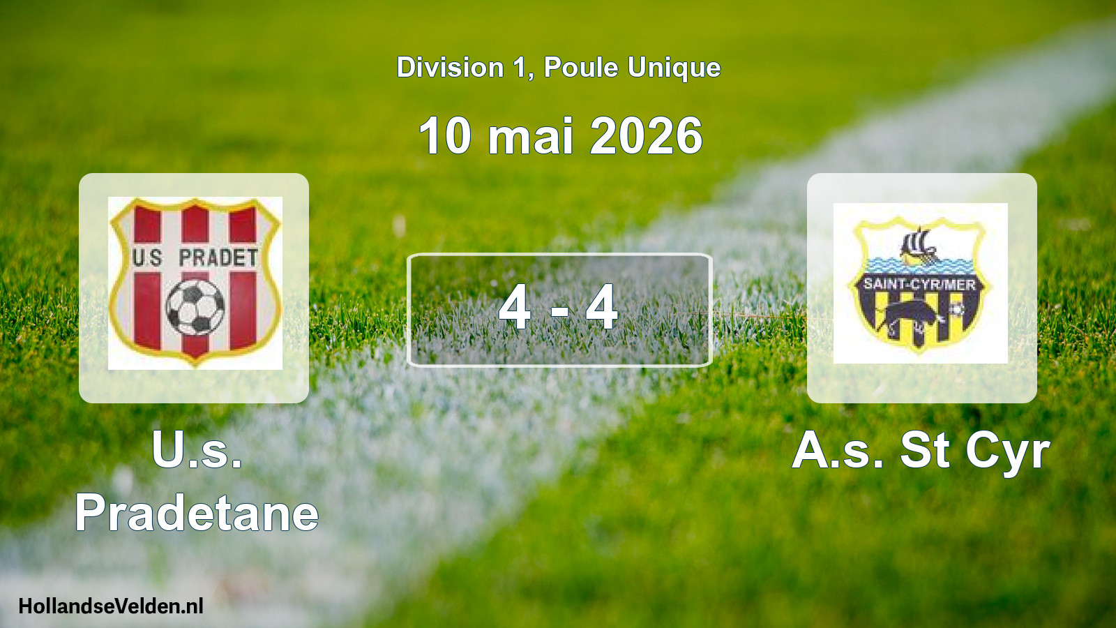 Total number of matches played: U.s. Pradetane - A.s. St Cyr 4 - 4 (10 May 2026)
