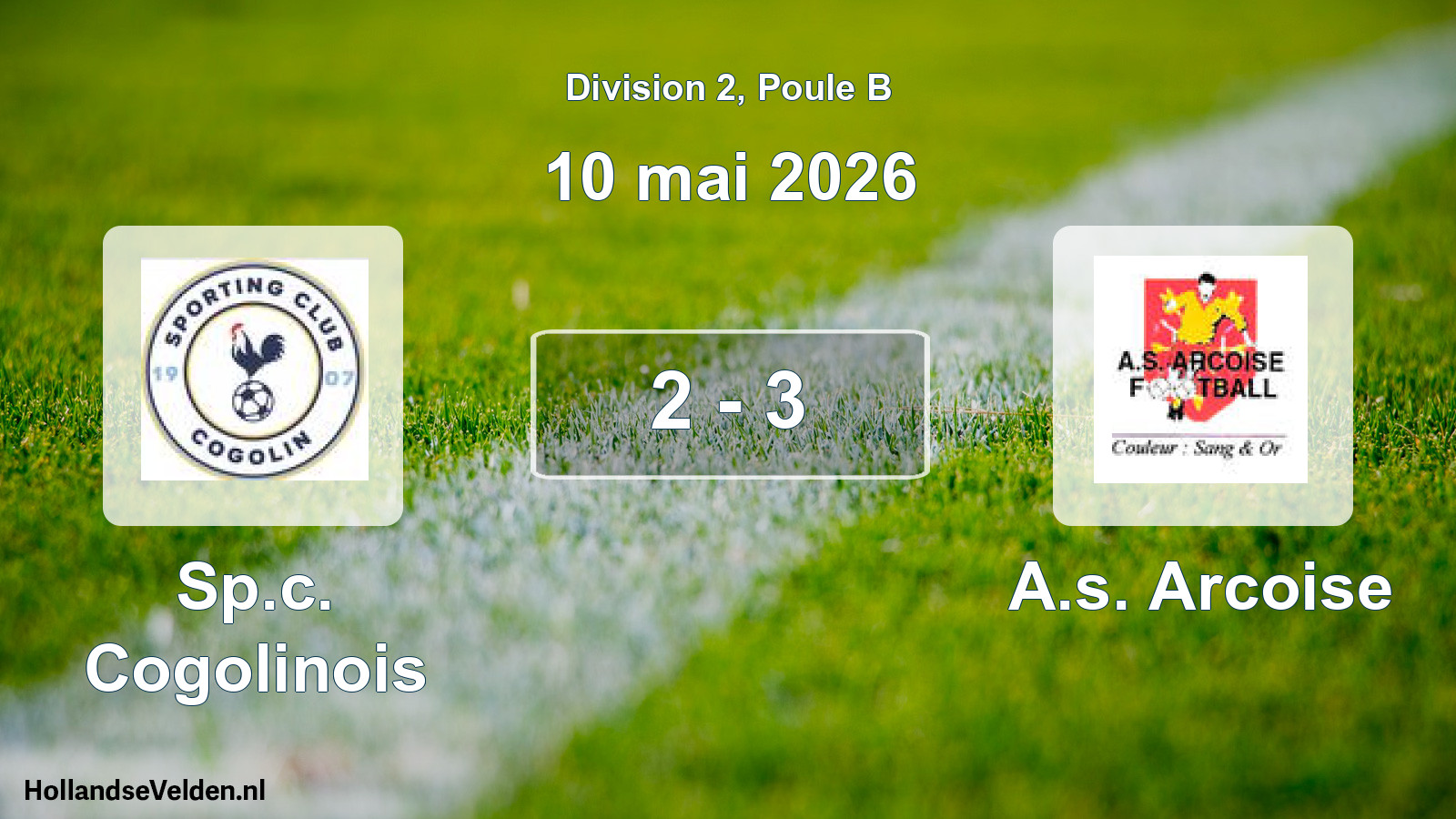 Match joué: Sp.c. Cogolinois - A.s. Arcoise 2 - 3 (10 mai 2026)