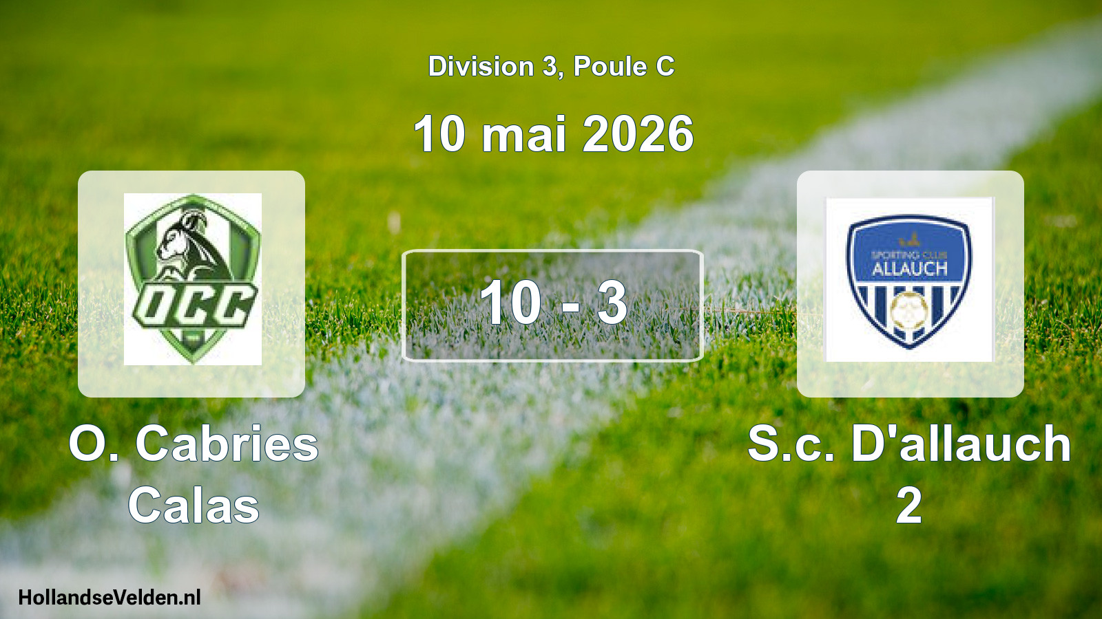 Match joué: O. Cabries Calas - S.c. D'allauch 2 10 - 3 (10 mai 2026)