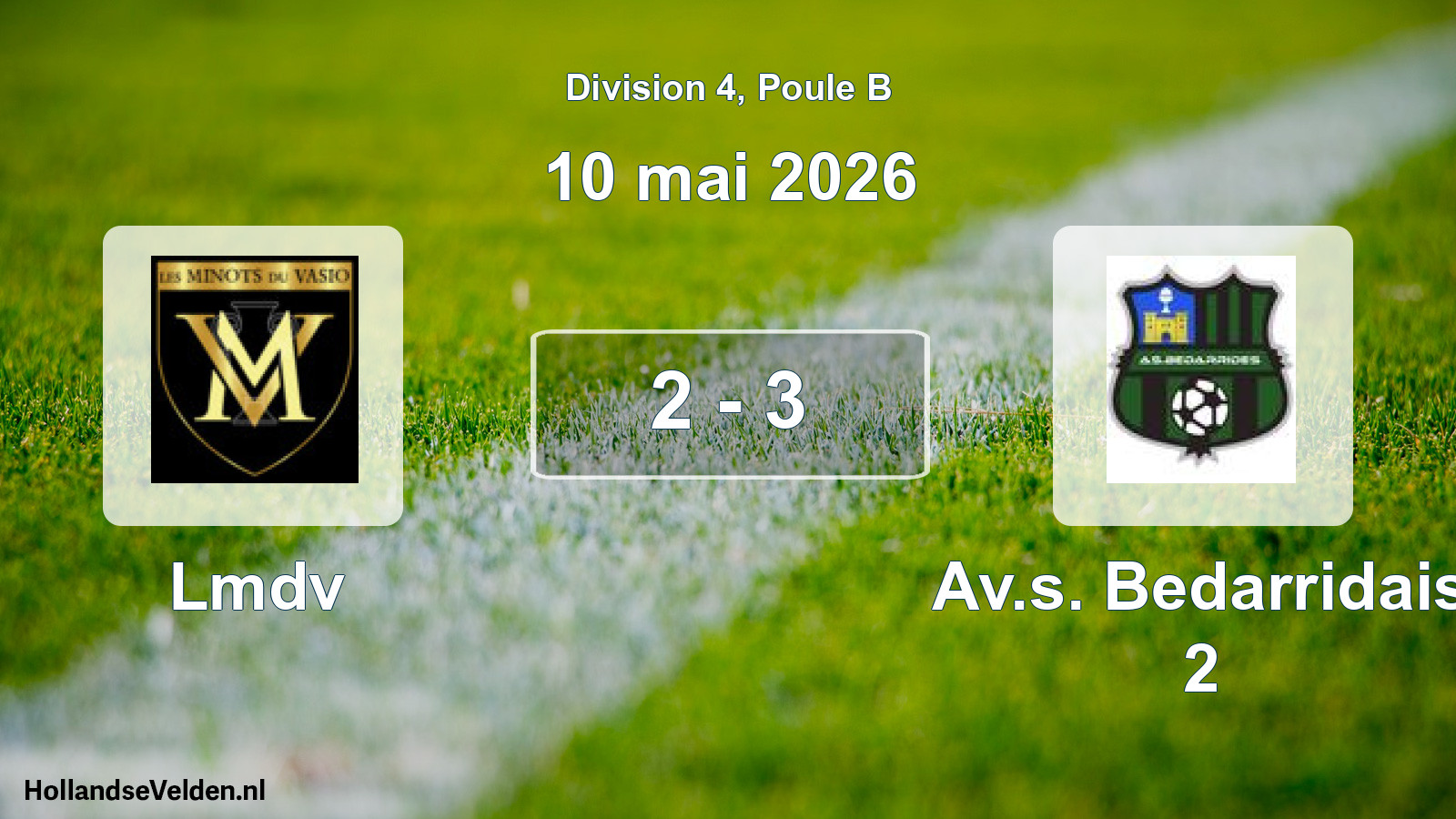 Match joué: Lmdv - Av.s. Bedarridais 2 2 - 3 (10 mai 2026)