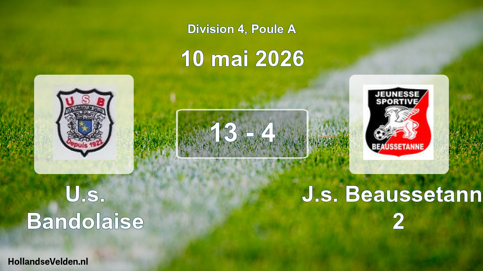 Gespeelde wedstrijd: U.s. Bandolaise - J.s. Beaussetanne 2 13 - 4 (10 mei 2026)