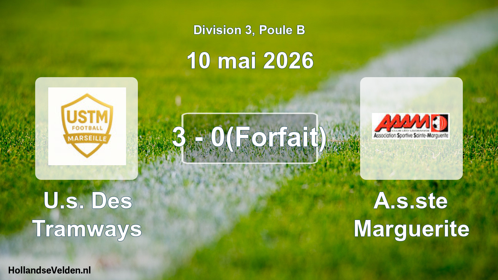 Gespeelde wedstrijd: U.s. Des Tramways - A.s.ste Marguerite 3 - 0(Forfait) (10 mei 2026)