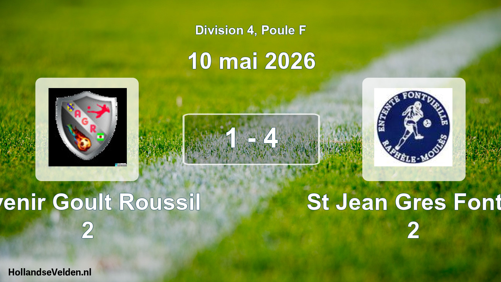 Match joué: Avenir Goult Roussil 2 - St Jean Gres Fontv. 2 1 - 4 (10 mai 2026)