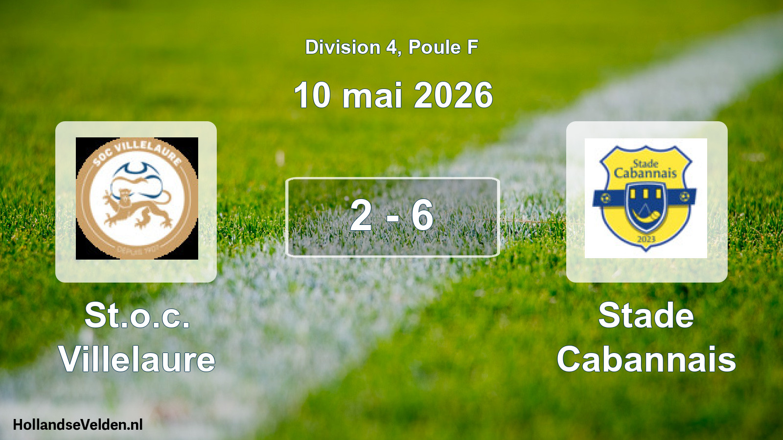 Gespeelde wedstrijd: St.o.c. Villelaure - Stade Cabannais 2 - 6 (10 mei 2026)