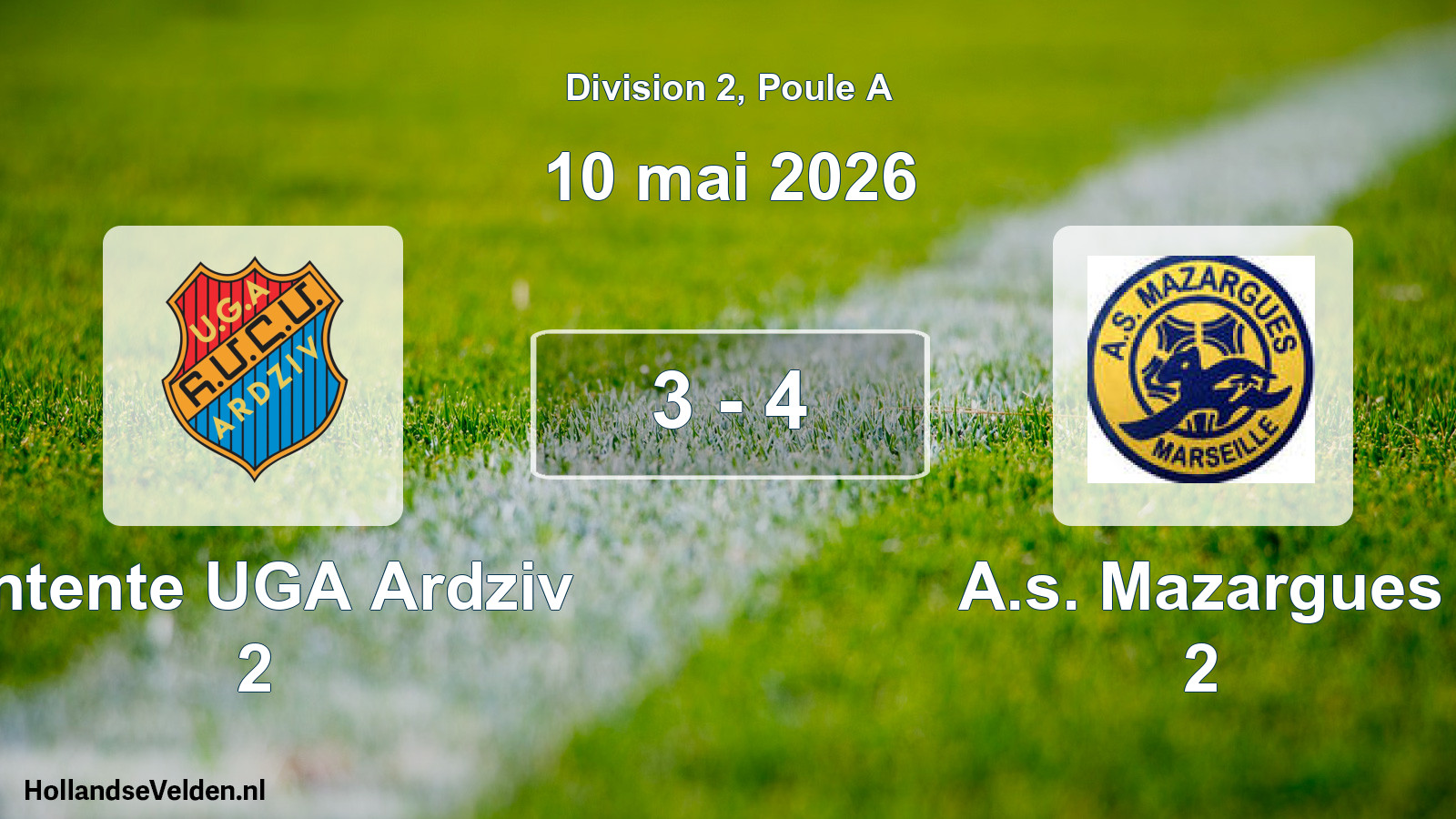Match joué: Entente UGA Ardziv 2 - A.s. Mazargues 2 3 - 4 (10 mai 2026)