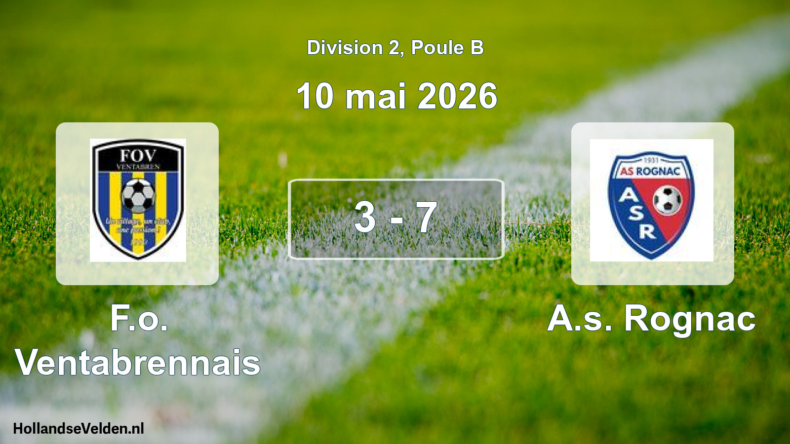 Match joué: F.o. Ventabrennais - A.s. Rognac 3 - 7 (10 mai 2026)