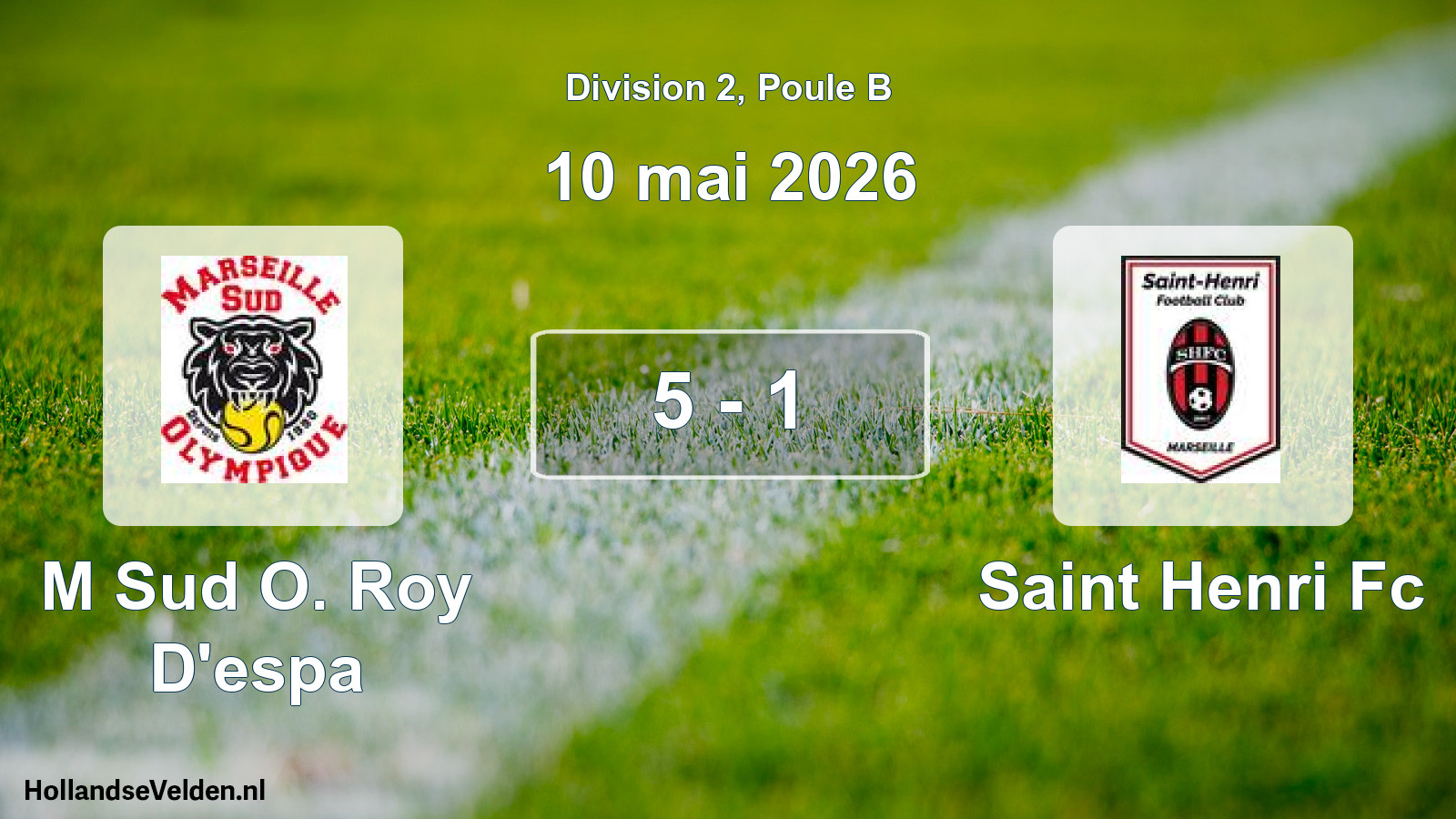 Match joué: M Sud O. Roy D'espa - Saint Henri Fc 5 - 1 (10 mai 2026)