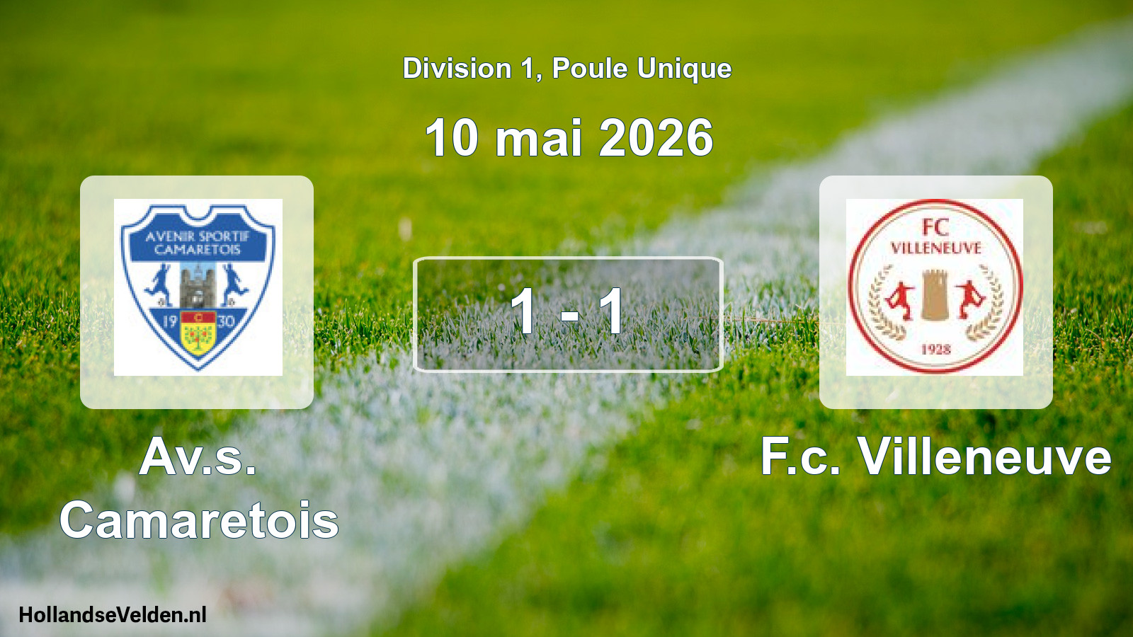 Match joué: Av.s. Camaretois - F.c. Villeneuve 1 - 1 (10 mai 2026)