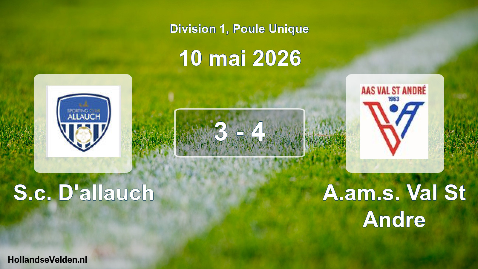Total number of matches played: S.c. D'allauch - A.am.s. Val St Andre 3 - 4 (10 May 2026)