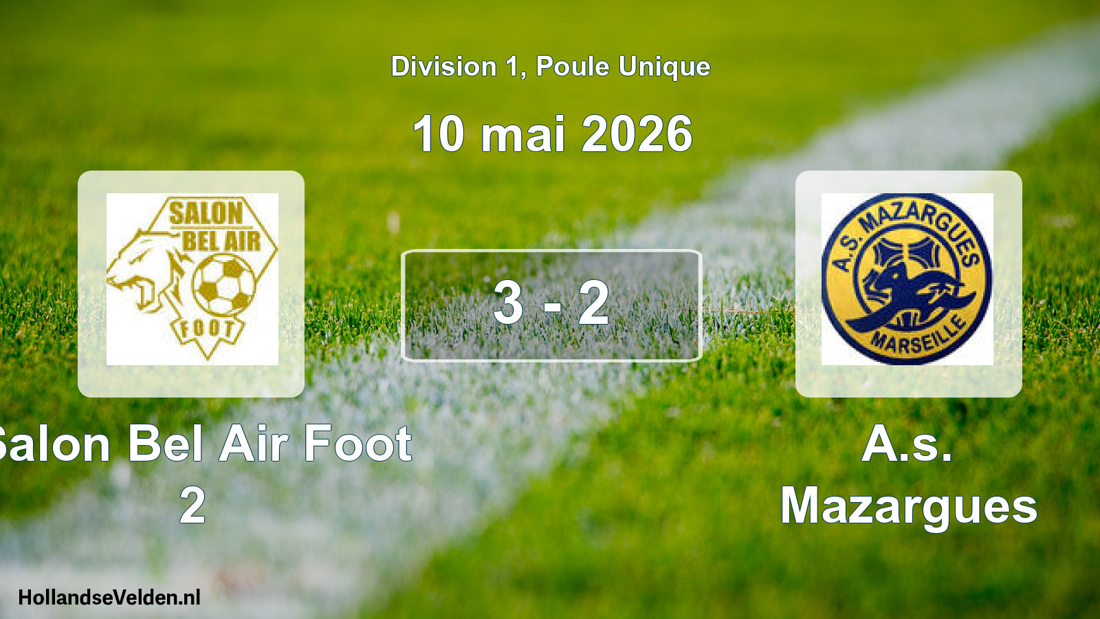 Match joué: Salon Bel Air Foot 2 - A.s. Mazargues 3 - 2 (10 mai 2026)