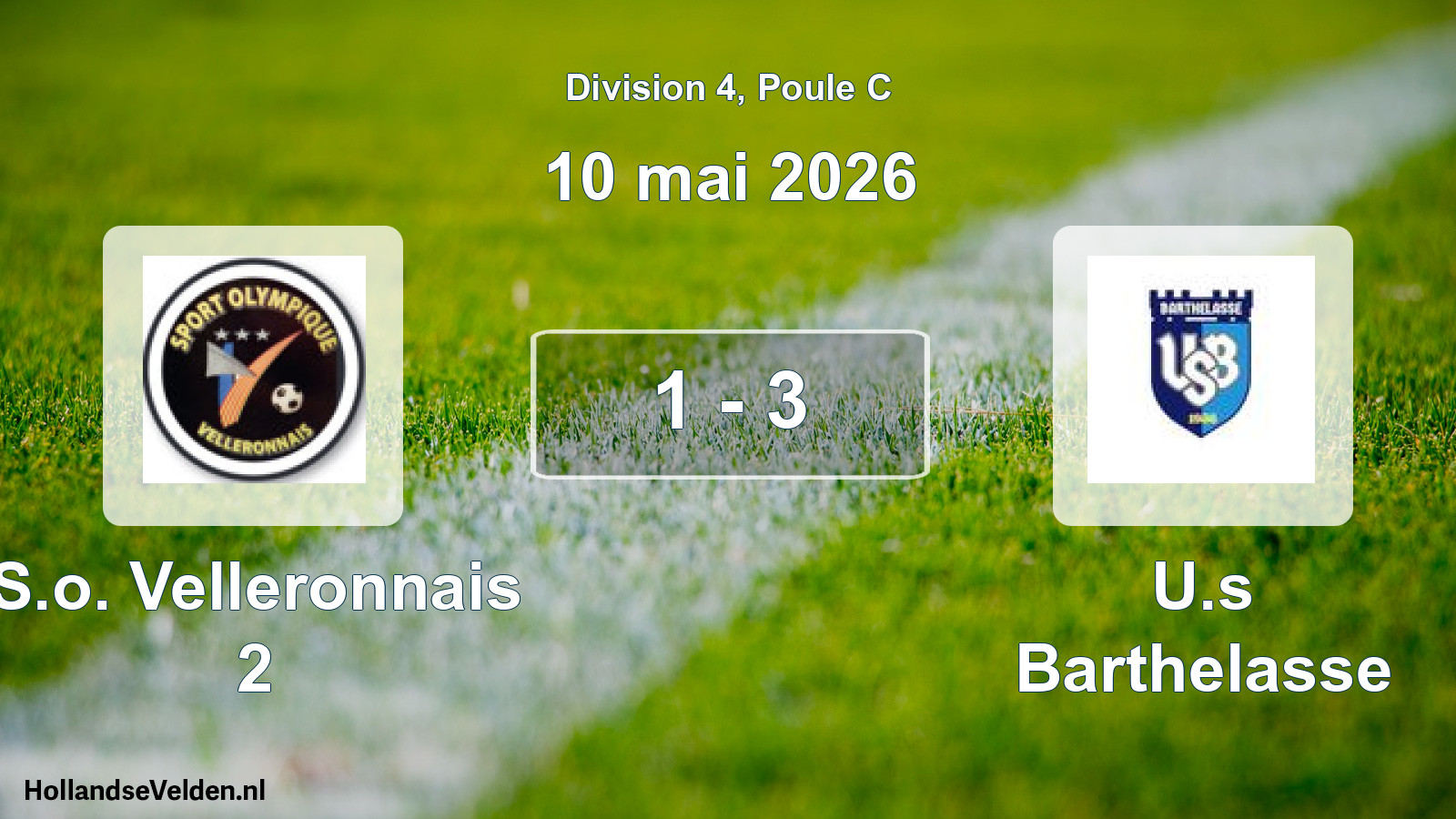Match joué: S.o. Velleronnais 2 - U.s Barthelasse 1 - 3 (10 mai 2026)