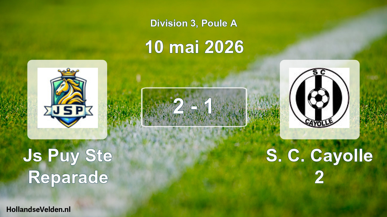 Match joué: Js Puy Ste Reparade - S. C. Cayolle 2 2 - 1 (10 mai 2026)