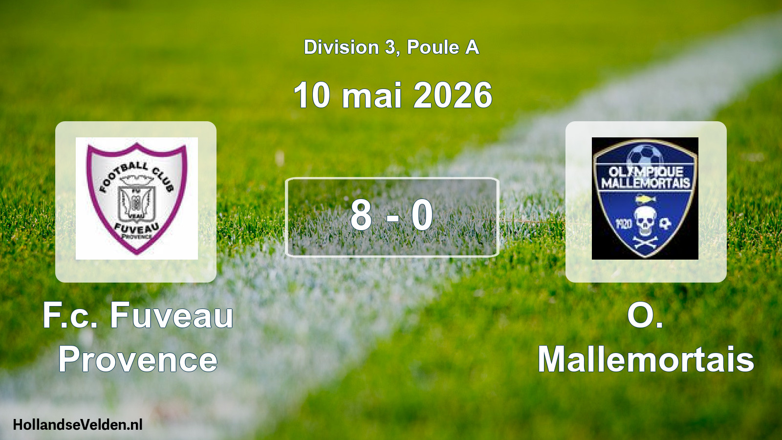 Total number of matches played: F.c. Fuveau Provence - O. Mallemortais 8 - 0 (10 May 2026)