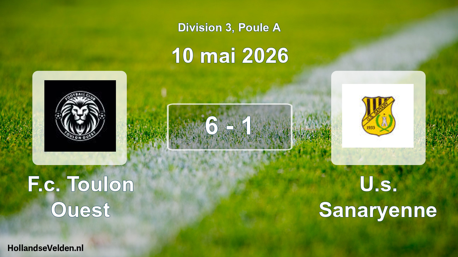 Total number of matches played: F.c. Toulon Ouest - U.s. Sanaryenne 6 - 1 (10 May 2026)