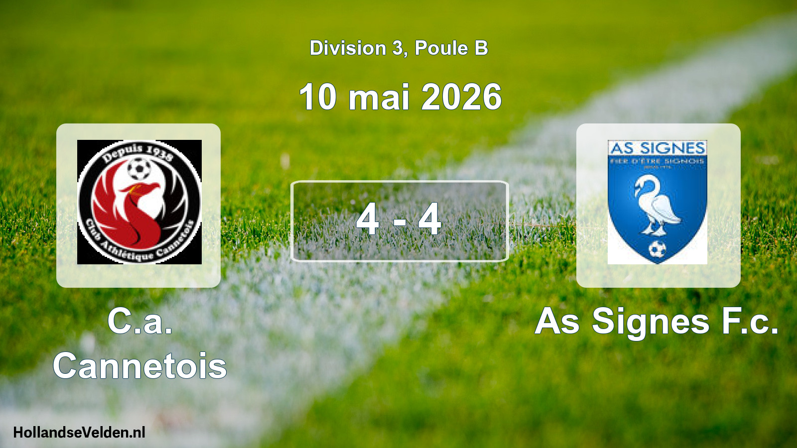 Total number of matches played: C.a. Cannetois - As Signes F.c. 4 - 4 (10 May 2026)