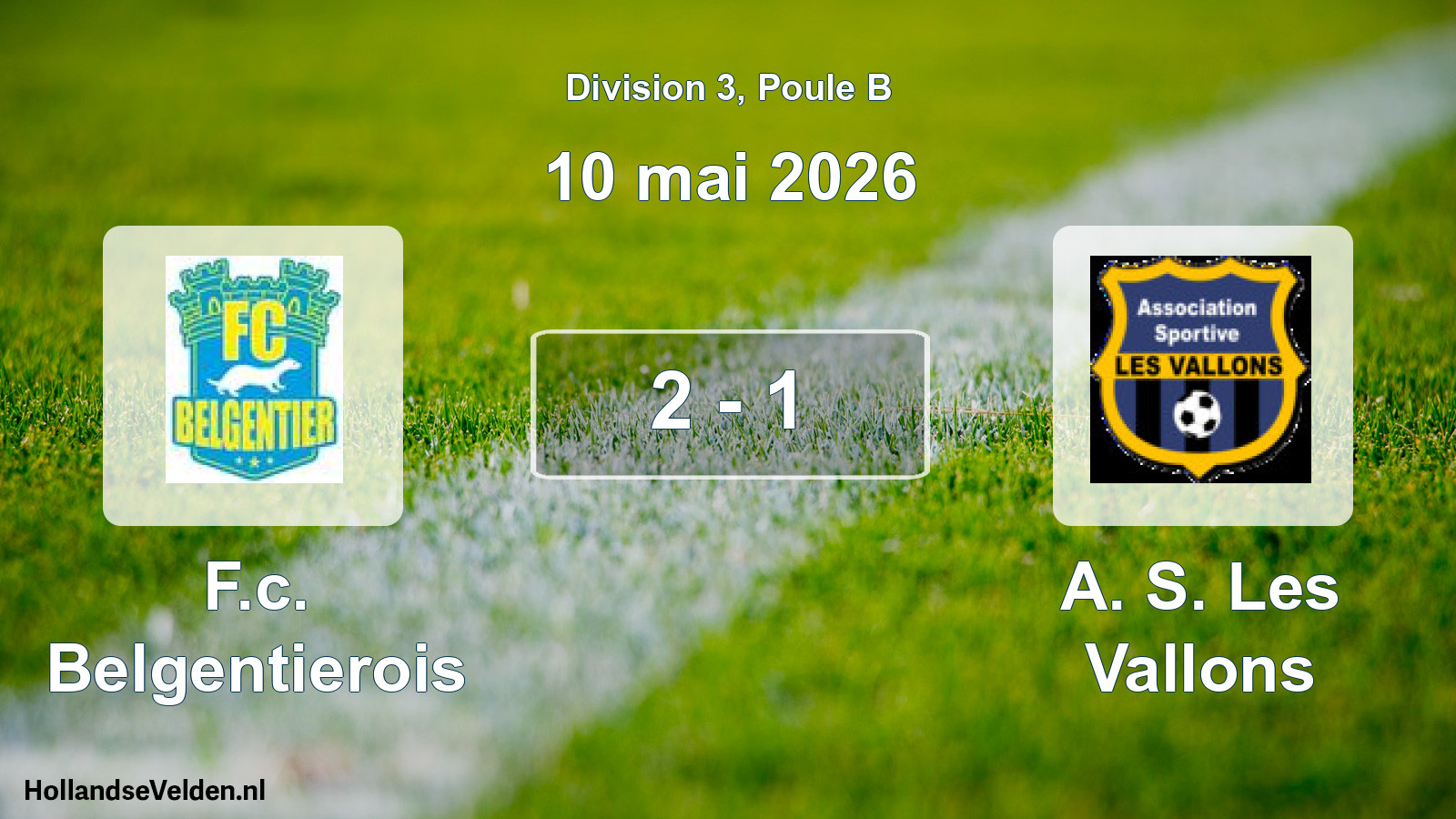 Match joué: F.c. Belgentierois - A. S. Les Vallons 2 - 1 (10 mai 2026)