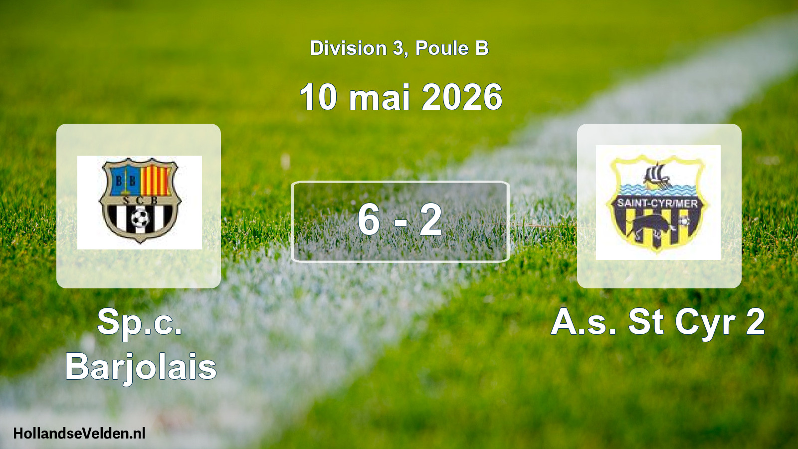 Match joué: Sp.c. Barjolais - A.s. St Cyr 2 6 - 2 (10 mai 2026)