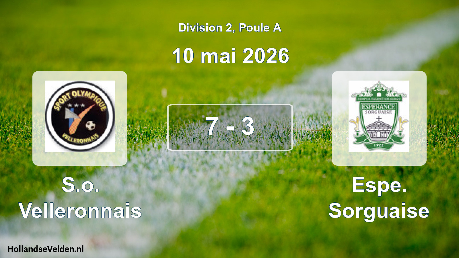 Total number of matches played: S.o. Velleronnais - Espe. Sorguaise 7 - 3 (10 May 2026)