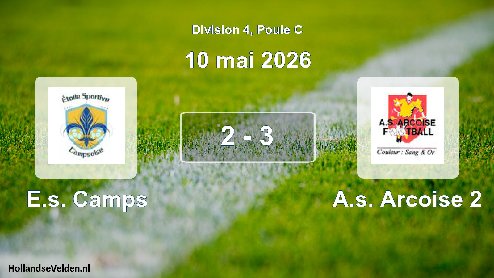 Match joué: E.s. Camps - A.s. Arcoise 2 2 - 3 (10 mai 2026)