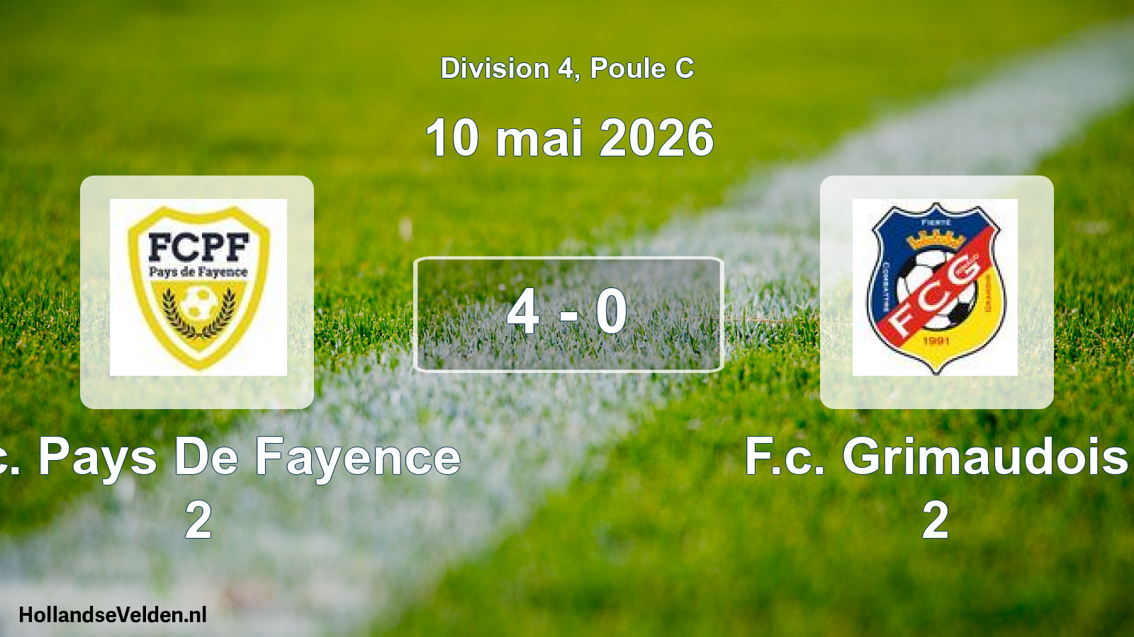 Match joué: F.c. Pays De Fayence 2 - F.c. Grimaudois 2 4 - 0 (10 mai 2026)