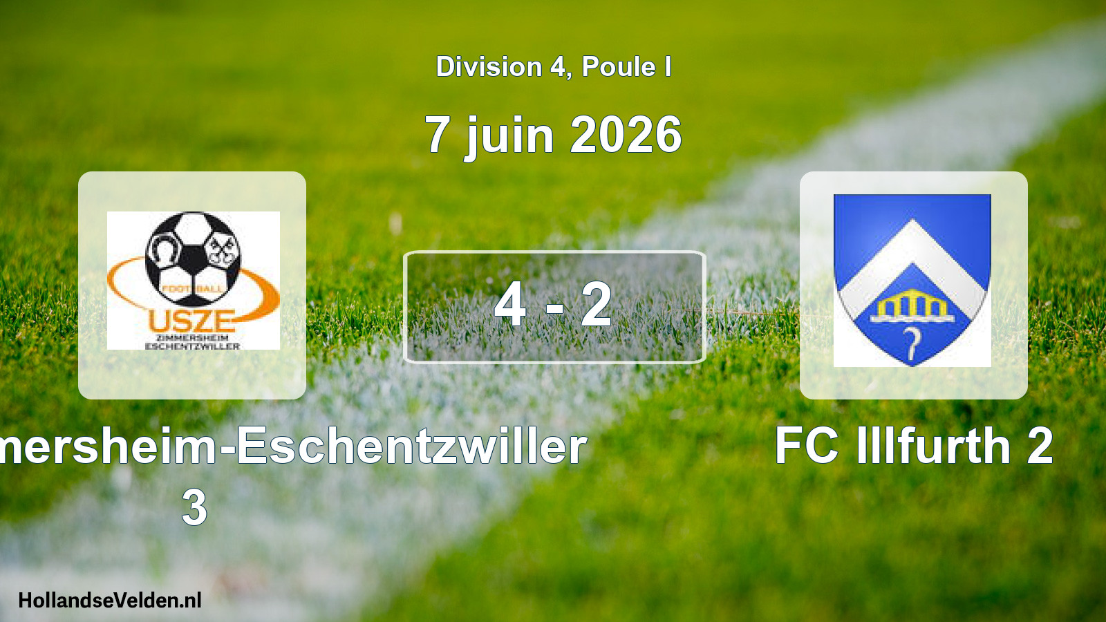 Match joué: US Zimmersheim-Eschentzwiller 3 - FC Illfurth 2 4 - 2 (7 juin 2026)