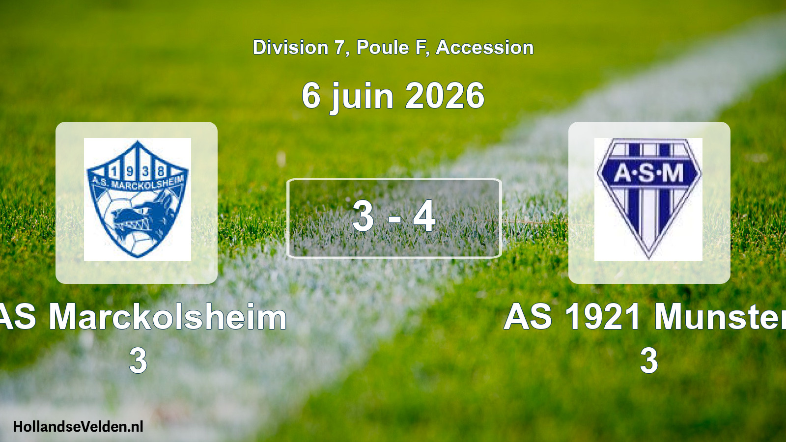 Gespeelde wedstrijd: AS Marckolsheim 3 - AS 1921 Munster 3 3 - 4 (6 juni 2026)