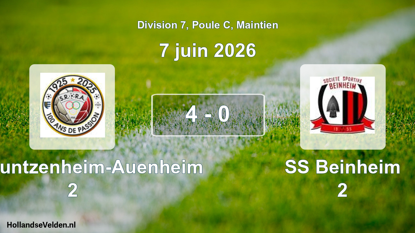 Gespeelde wedstrijd: SR Rountzenheim-Auenheim 2 - SS Beinheim 2 4 - 0 (7 juni 2026)