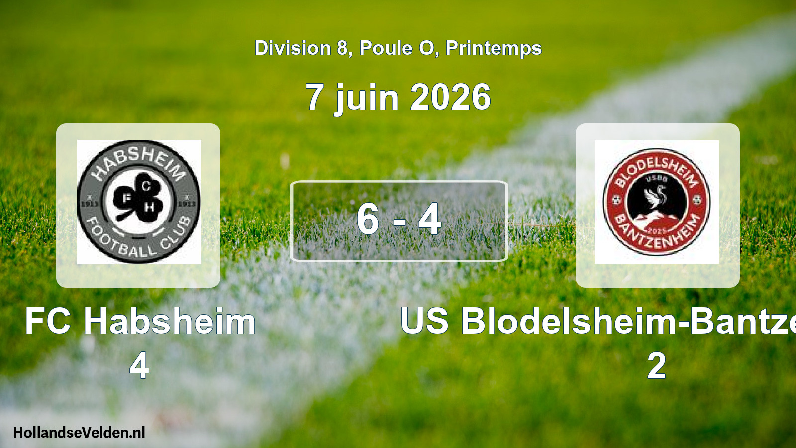 Gespeelde wedstrijd: FC Habsheim 4 - US Blodelsheim-Bantzenheim 2 6 - 4 (7 juni 2026)
