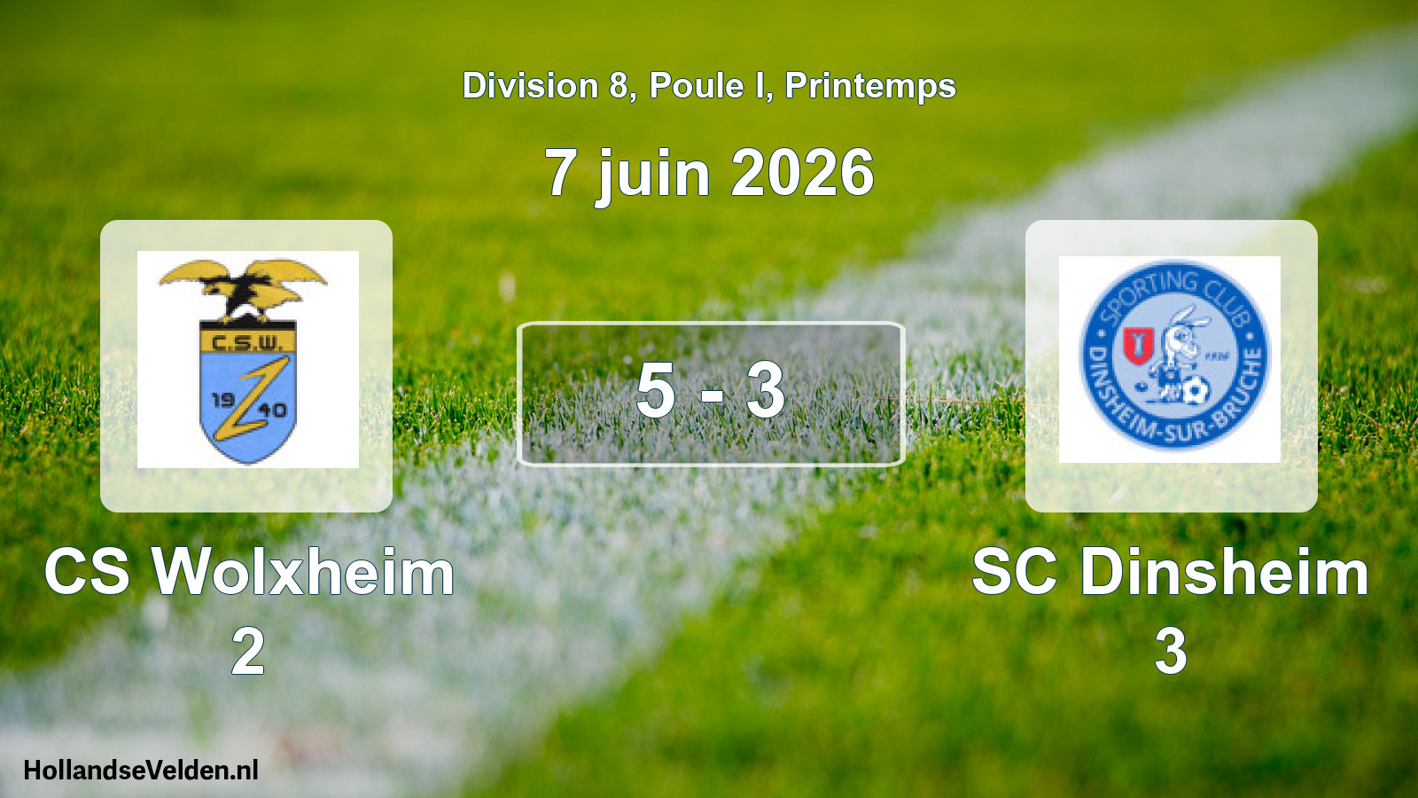 Gespeelde wedstrijd: CS Wolxheim 2 - SC Dinsheim 3 5 - 3 (7 juni 2026)