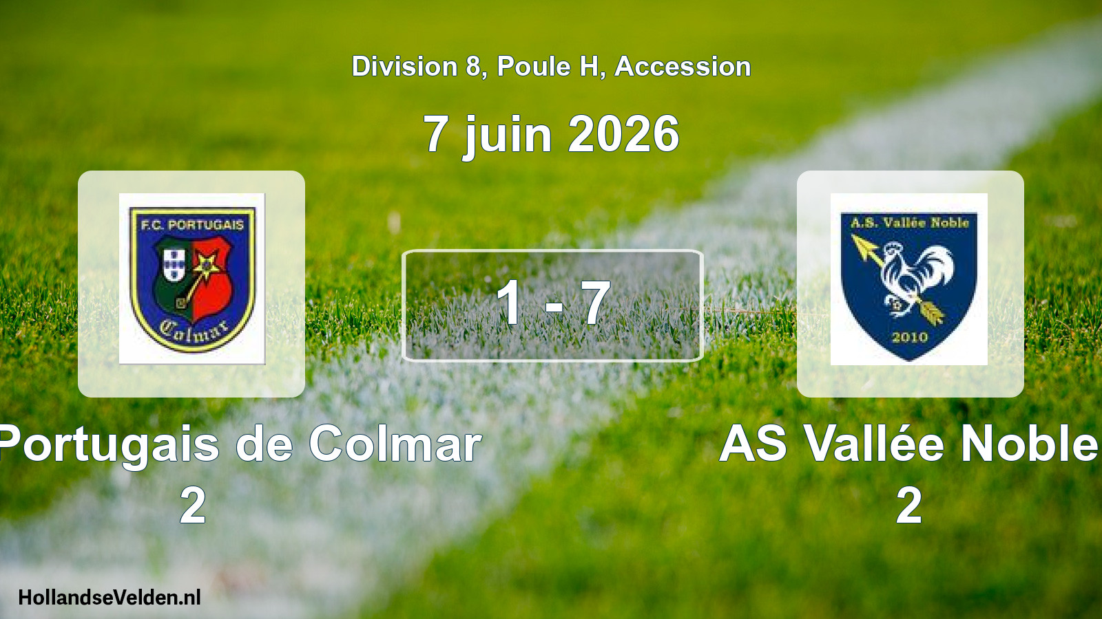 Gespeelde wedstrijd: FC Portugais de Colmar 2 - AS Vallée Noble 2 1 - 7 (7 juni 2026)