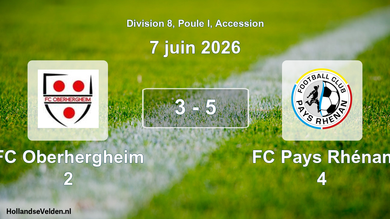 Gespeelde wedstrijd: FC Oberhergheim 2 - FC Pays Rhénan 4 3 - 5 (7 juni 2026)