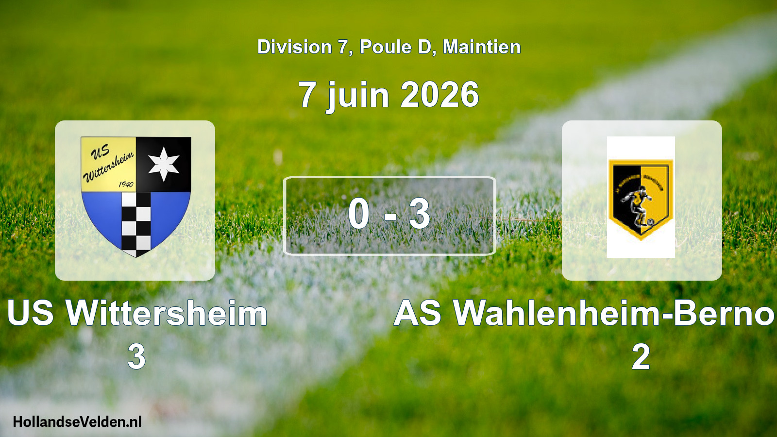 Gespeelde wedstrijd: US Wittersheim 3 - AS Wahlenheim-Bernolsheim 2 0 - 3 (7 juni 2026)