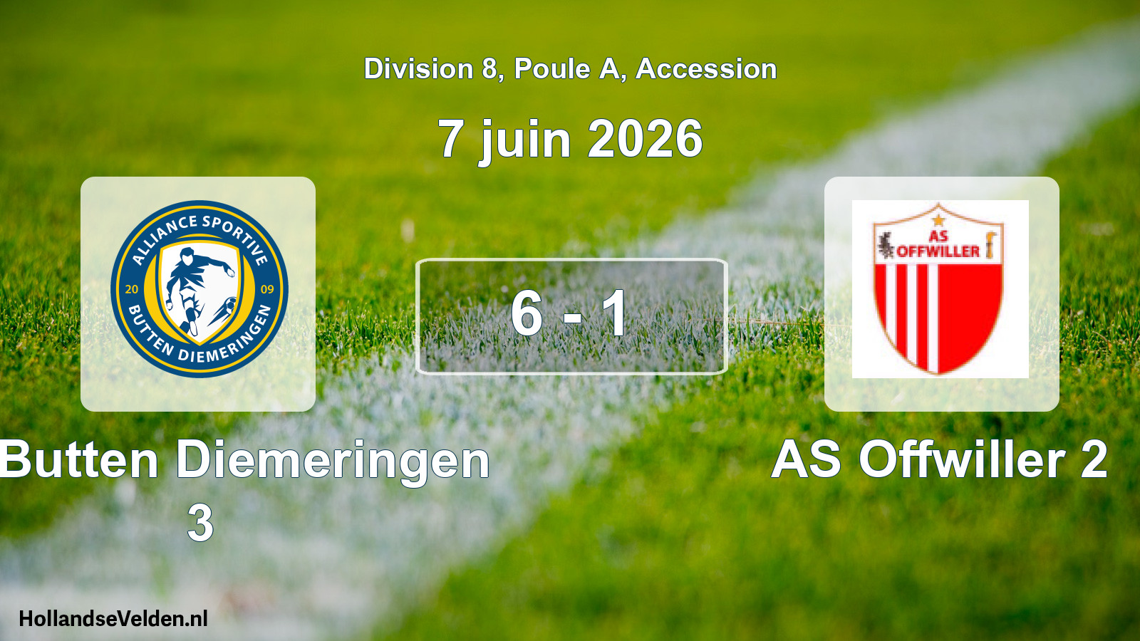 Gespeelde wedstrijd: AS Butten Diemeringen 3 - AS Offwiller 2 6 - 1 (7 juni 2026)