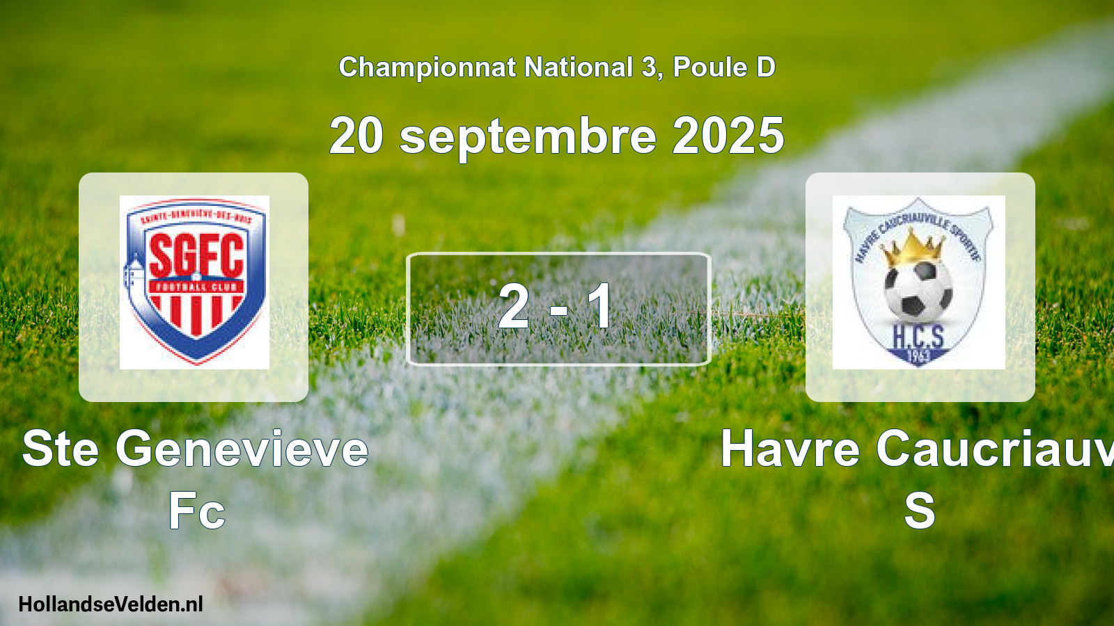 Gespeelde wedstrijd: Ste Genevieve Fc - Havre Caucriauv S 2 - 1 (20 septembre 2025)