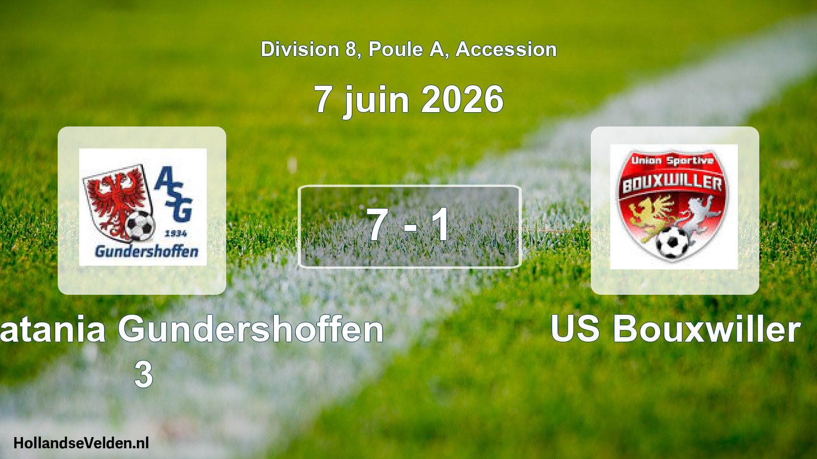 Gespeelde wedstrijd: AS Platania Gundershoffen 3 - US Bouxwiller 7 - 1 (7 juni 2026)