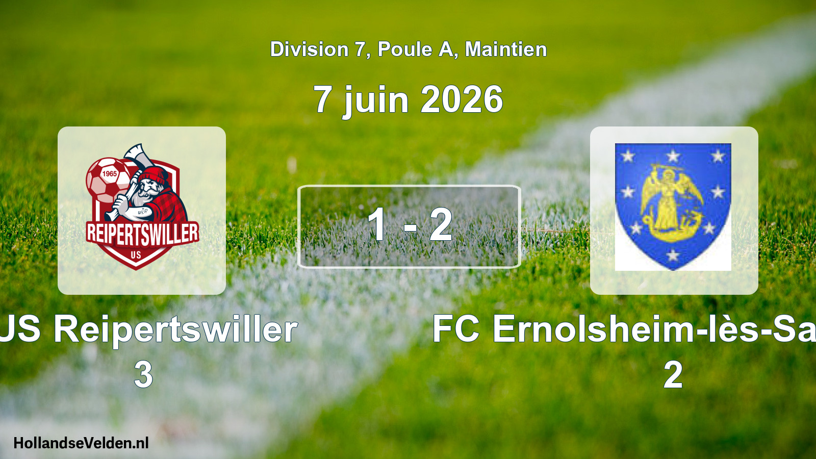 Gespeelde wedstrijd: US Reipertswiller 3 - FC Ernolsheim-lès-Saverne 2 1 - 2 (7 juni 2026)