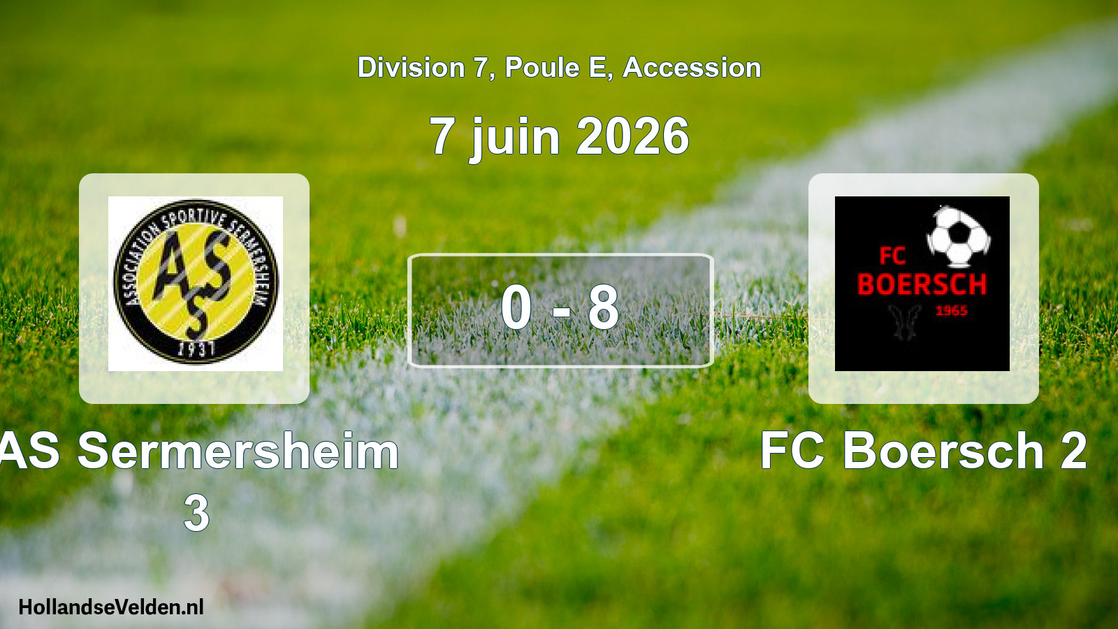 Gespeelde wedstrijd: AS Sermersheim 3 - FC Boersch 2 0 - 8 (7 juni 2026)
