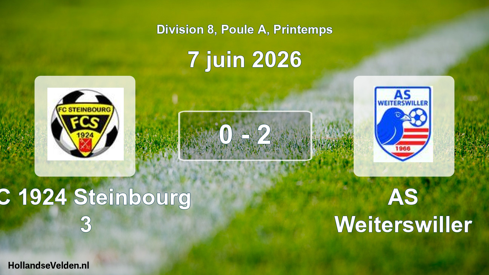 Gespeelde wedstrijd: FC 1924 Steinbourg 3 - AS Weiterswiller 0 - 2 (7 juni 2026)
